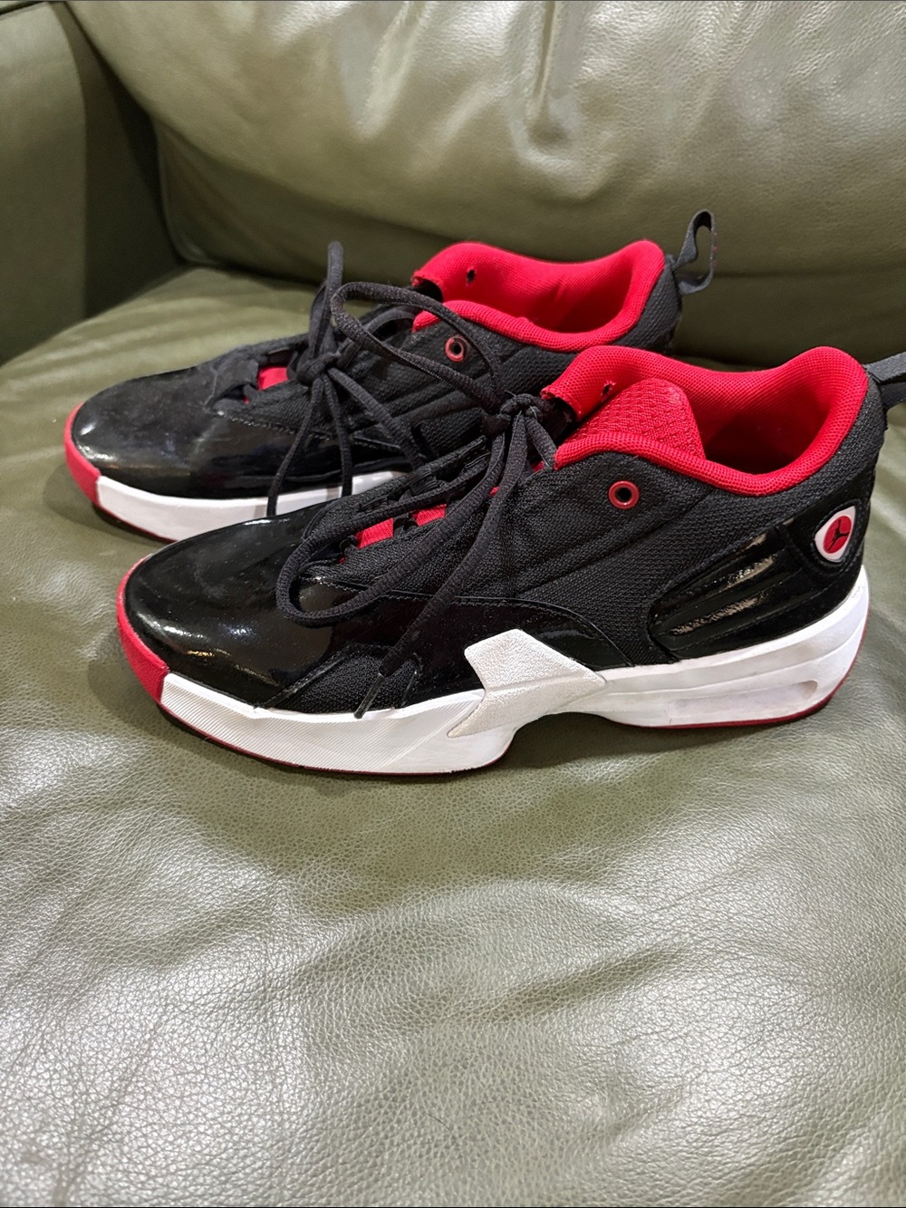 Jordan Kids Black and Red Low-Top Sneakers